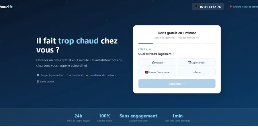 Aperçu du site de climatisation C-Chaud