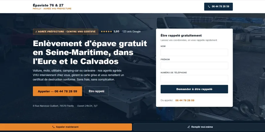 Aperçu du site épaviste Normandie